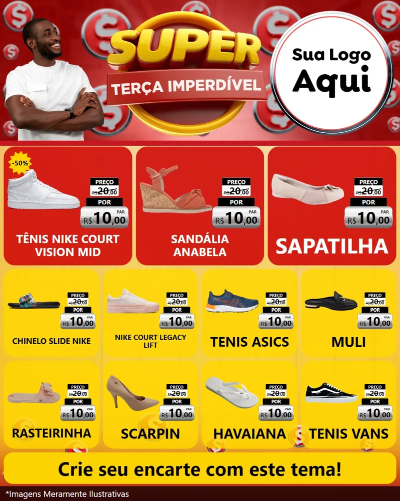 Modelo de Rede Social para Feed Instagram com o tema Super Terça Imperdível para Calçados