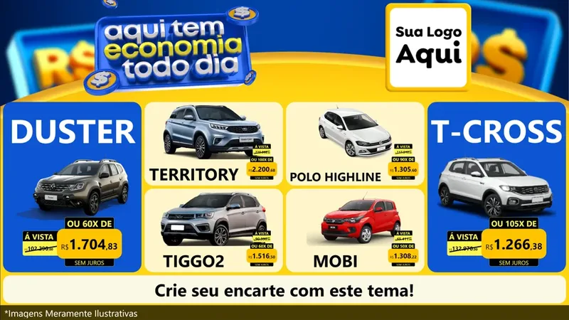 Modelo de TV para TV Horizontal com o tema Aqui Tem Economia Todo Dia para Concessionaria de Carros