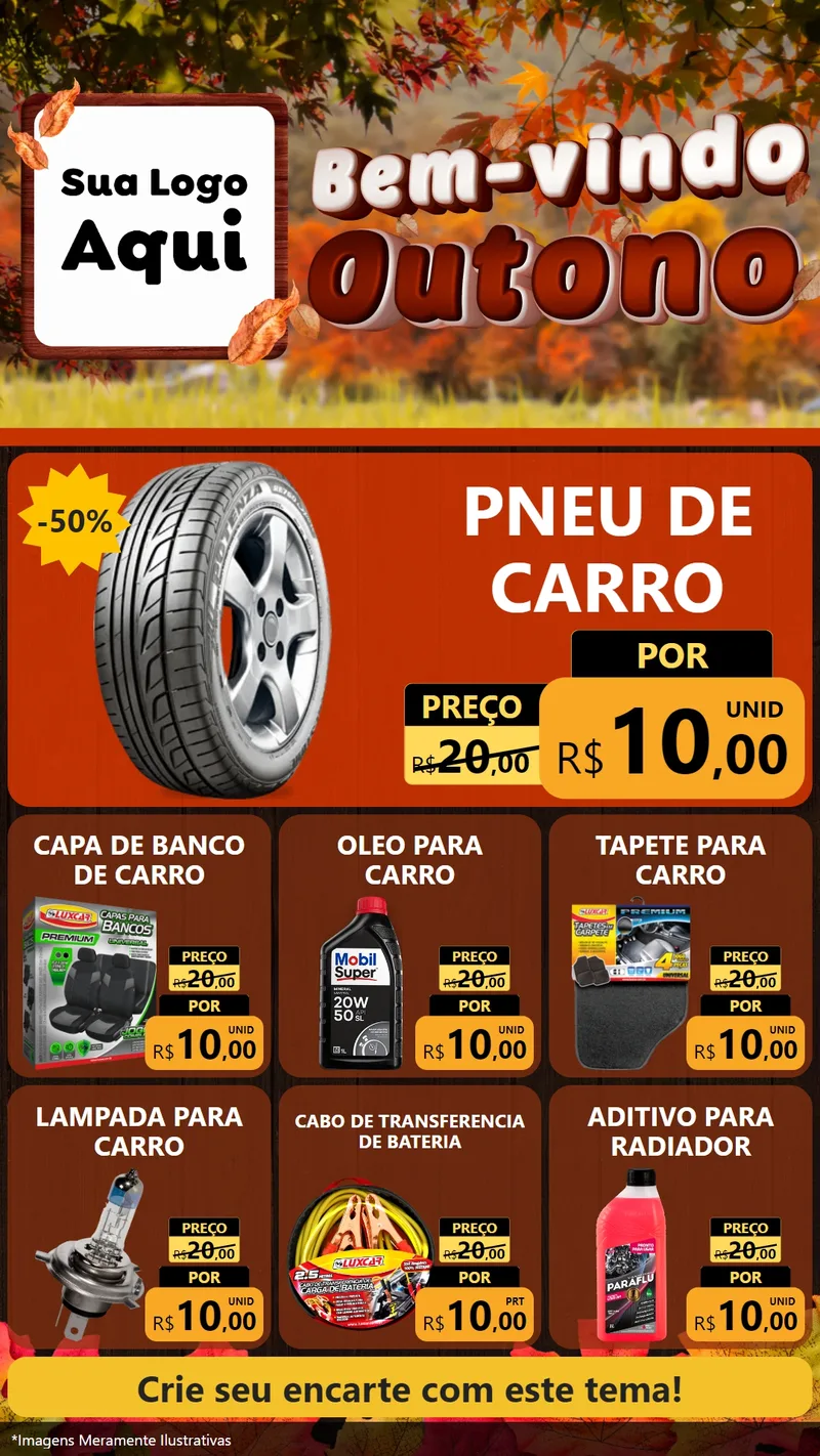 Modelo de Rede Social para Stories com o tema Bem-vindo Outono para Auto peças