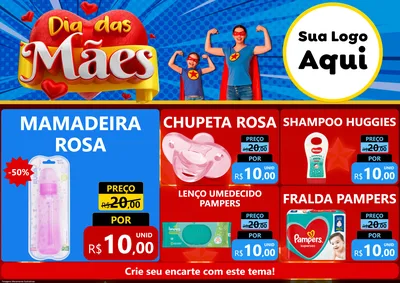 Modelo de Encarte para Encarte A4 Horizontal com o tema Dia das Mães para Bebês