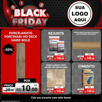 Modelo de Rede Social para Feed Facebook com o tema Black Friday para Pisos e revestimentos