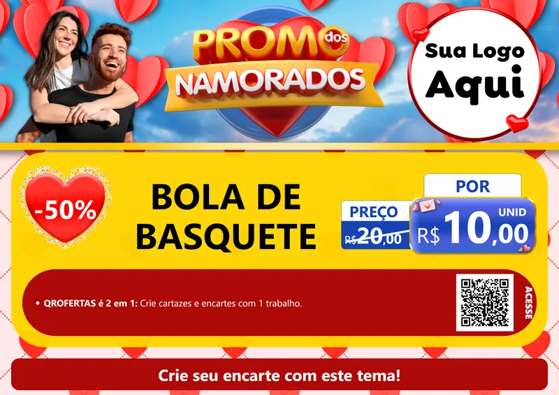 Modelo de Cartaz para Cartaz A4 Horizontal com o tema Promo dos Namorados para Artigos Esportivos