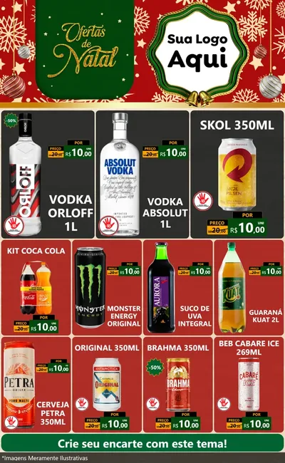 Modelo de Encarte para Encarte Grande com o tema Natal de Ofertas para Distribuidora de bebidas