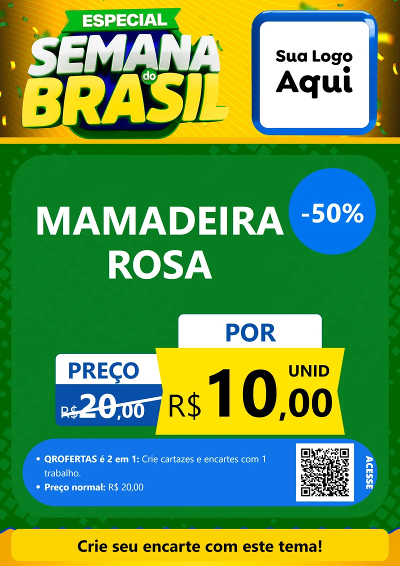 Modelo de Cartaz para Cartaz A4 Vertical com o tema Especial Semana do Brasil para Bebês