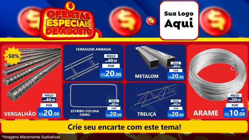 Modelo de TV para TV Horizontal com o tema Ofertas Especiais de Agosto para Ferragens