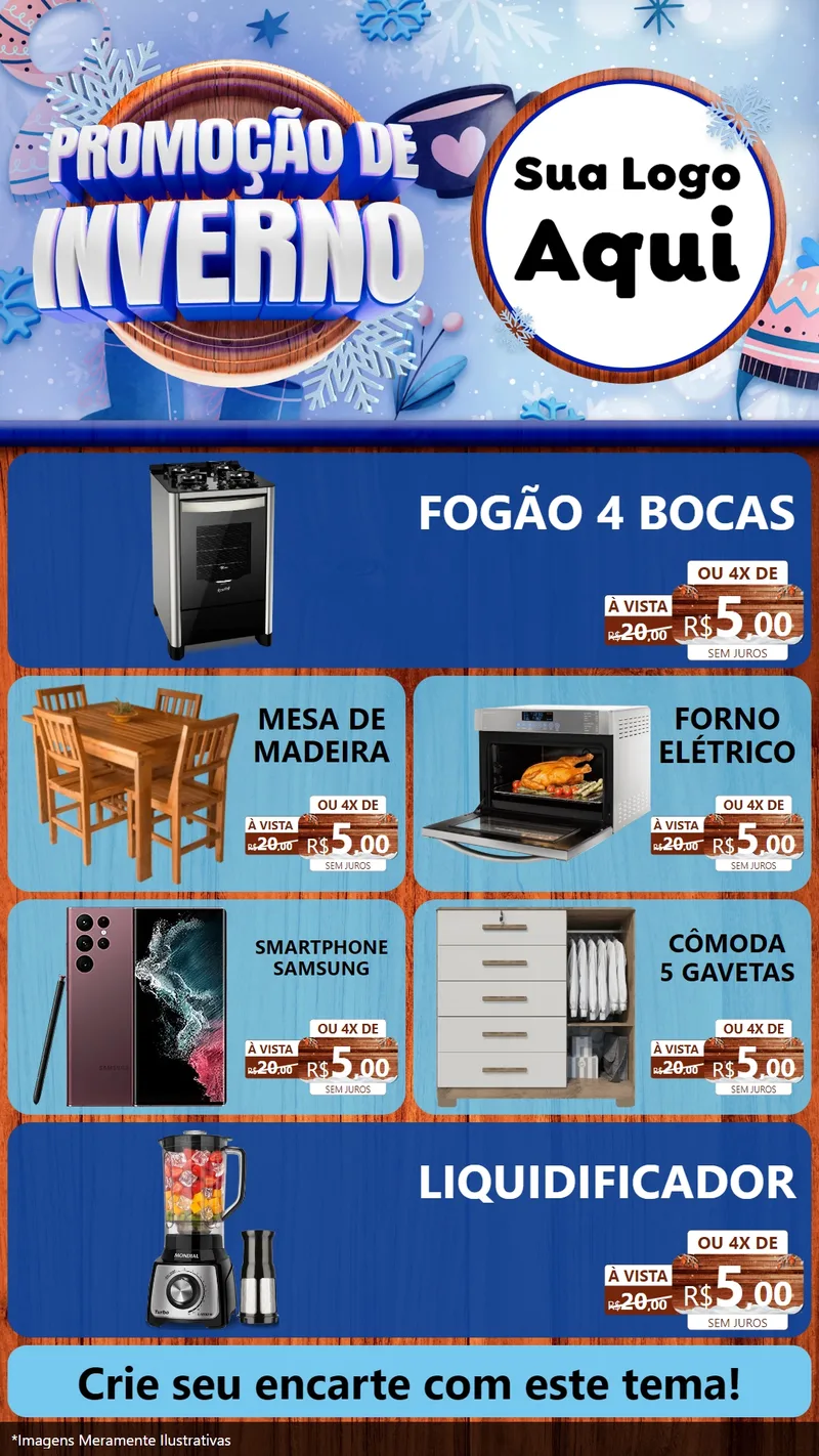 Modelo de TV para TV Vertical com o tema Promoção de Inverno para Móveis e Eletro