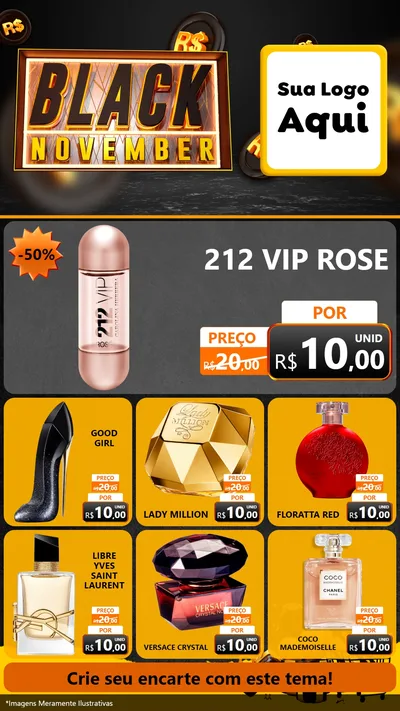 Modelo de Rede Social para Stories com o tema Black November para Perfumes