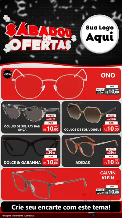 Modelo de TV para TV Vertical com o tema Sabadou de Ofertas para Óticas