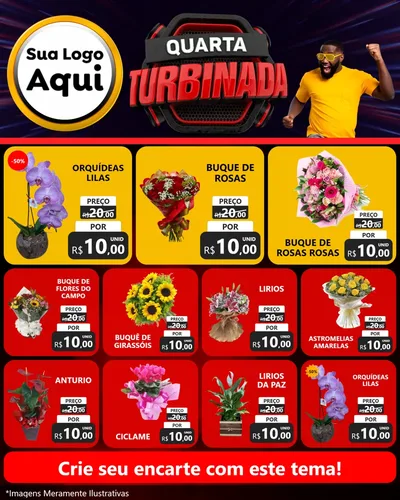 Modelo de Rede Social para Feed Instagram com o tema Quarta Turbinada para Floricultura e jardim