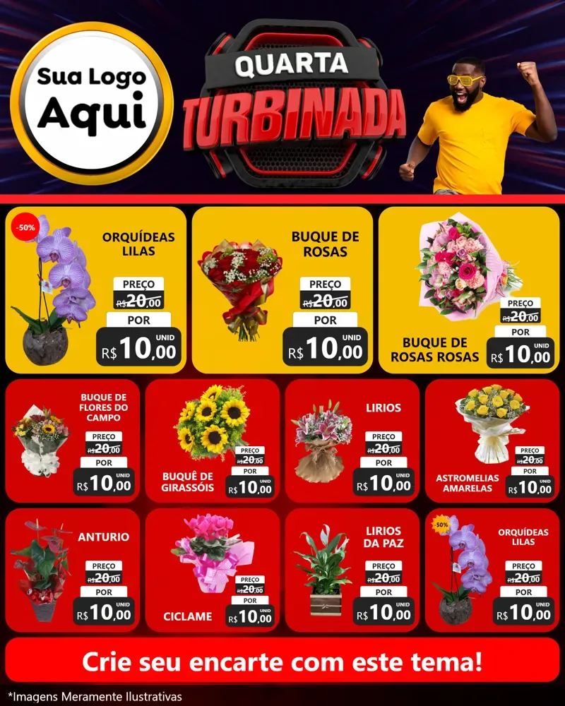 Modelo de Rede Social para Feed Instagram com o tema Quarta Turbinada para Floricultura e jardim