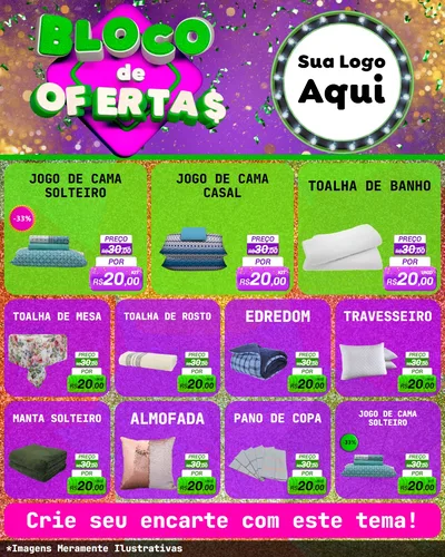 Modelo de Rede Social para Feed Instagram com o tema Bloco de Ofertas para Cama, Mesa e Banho