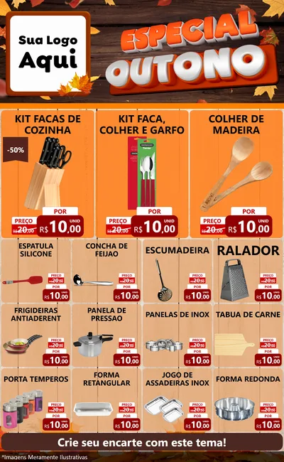Modelo de Encarte para Encarte Grande com o tema Especial Outono para Utilidades Domésticas