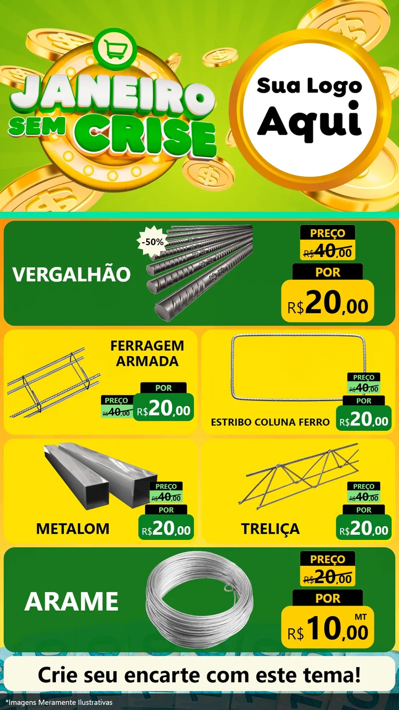 Modelo de TV para TV Vertical com o tema Janeiro Sem Crise para Ferragens