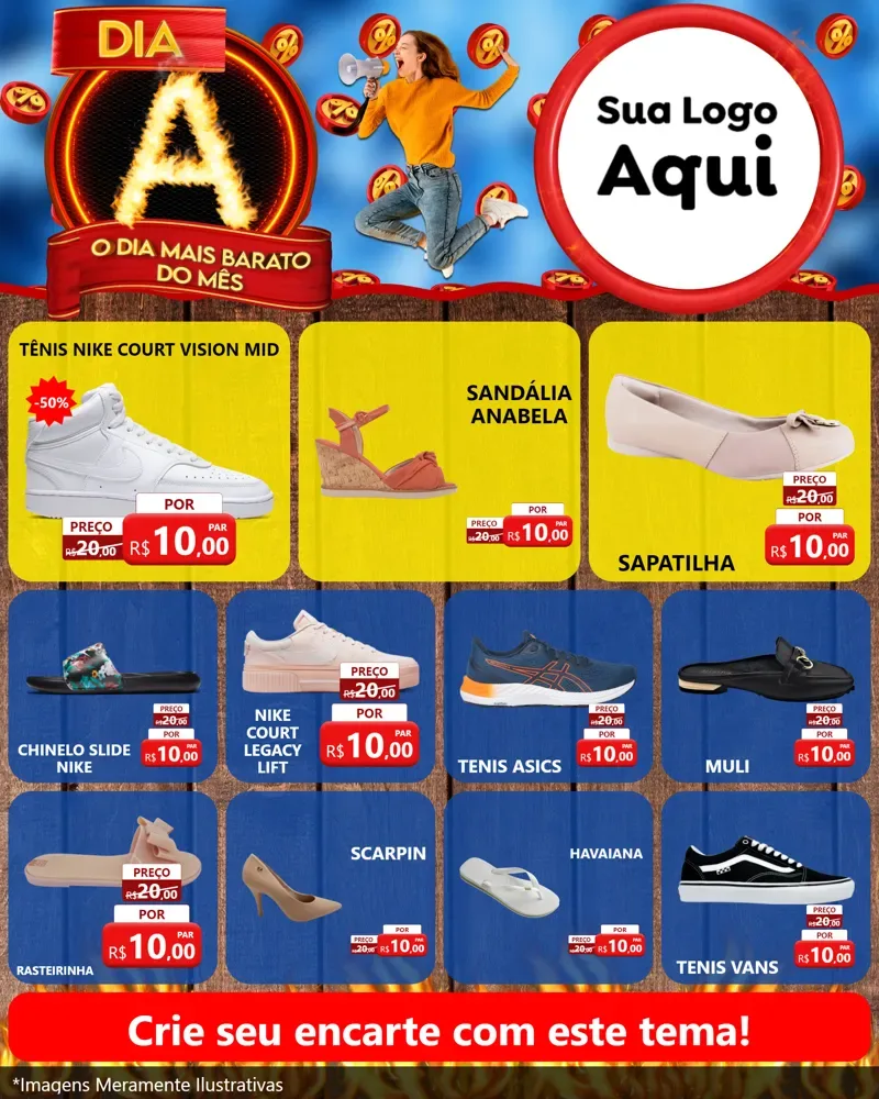 Modelo de Rede Social para Feed Instagram com o tema Dia A - O Dia Mais Barato Do Mês para Calçados