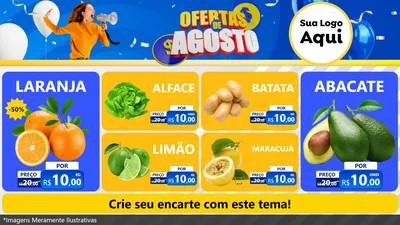 Modelo de TV para TV Horizontal com o tema Ofertas de Agosto para Hortifrúti