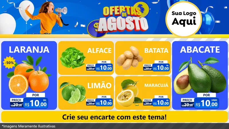 Modelo de TV para TV Horizontal com o tema Ofertas de Agosto para Hortifrúti