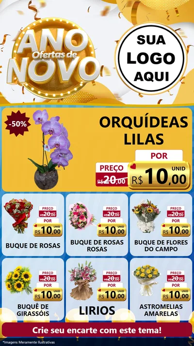 Modelo de Rede Social para Stories com o tema Ofertas de Ano Novo para Floricultura e jardim