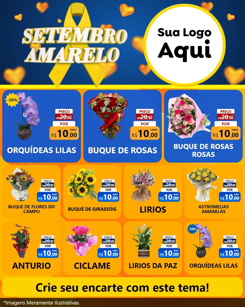 Modelo de Rede Social para Feed Instagram com o tema Setembro Amarelo para Floricultura e jardim