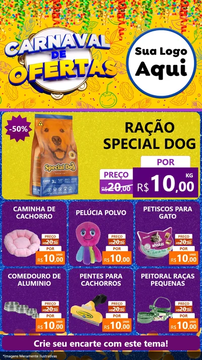 Modelo de Rede Social para Stories com o tema Carnaval de Ofertas para Pet Shop