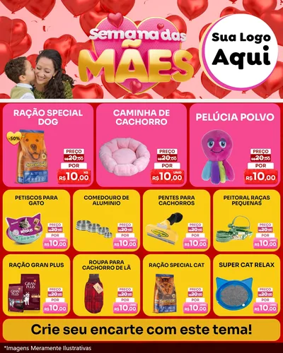 Modelo de Rede Social para Feed Instagram com o tema Semana Das Mães para Pet Shop
