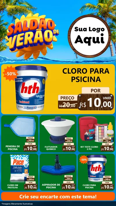 Modelo de Rede Social para Stories com o tema Saldão de Verão para Produtos para Piscina