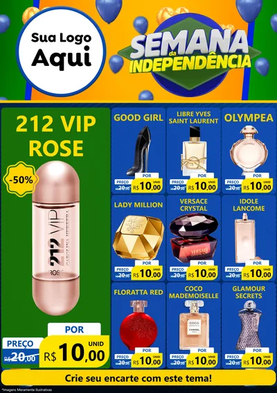 Modelo de Encarte para Encarte A4 Vertical com o tema Semana da Independência para Perfumes