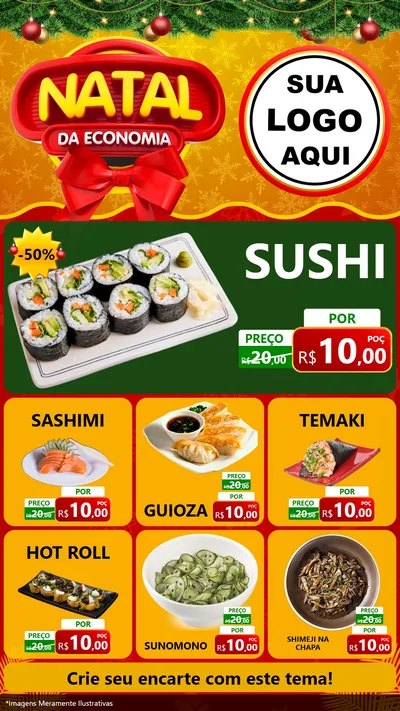 Modelo de Rede Social para Stories com o tema Natal da Economia para Comida japonesa