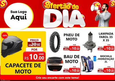 Modelo de Encarte para Encarte A4 Horizontal com o tema Ofertão do dia para Moto peças