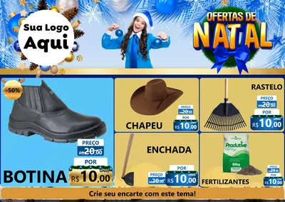 Modelo de Encarte para Encarte A4 Horizontal com o tema Ofertas de Natal para Agropecuária