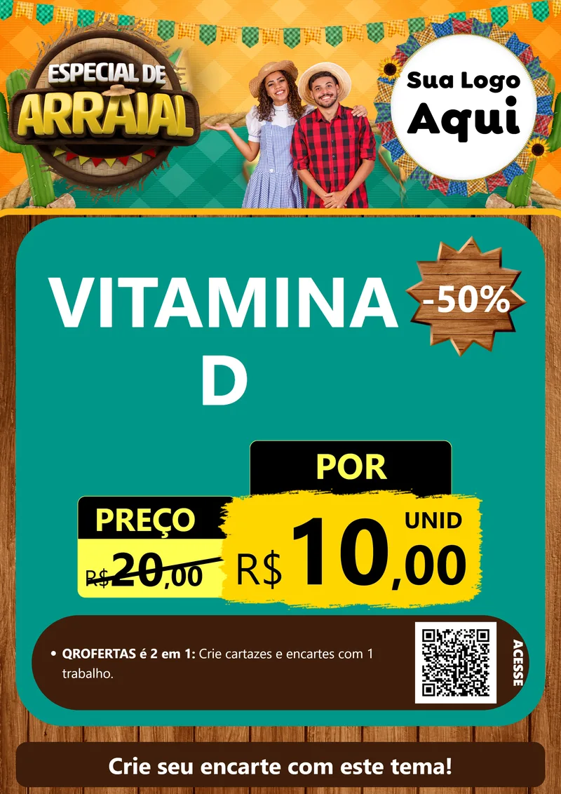Modelo de Cartaz para Cartaz A4 Vertical com o tema Especial De Arraial para Farmácia