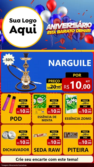 Modelo de Rede Social para Stories com o tema Aniversário para Tabacaria