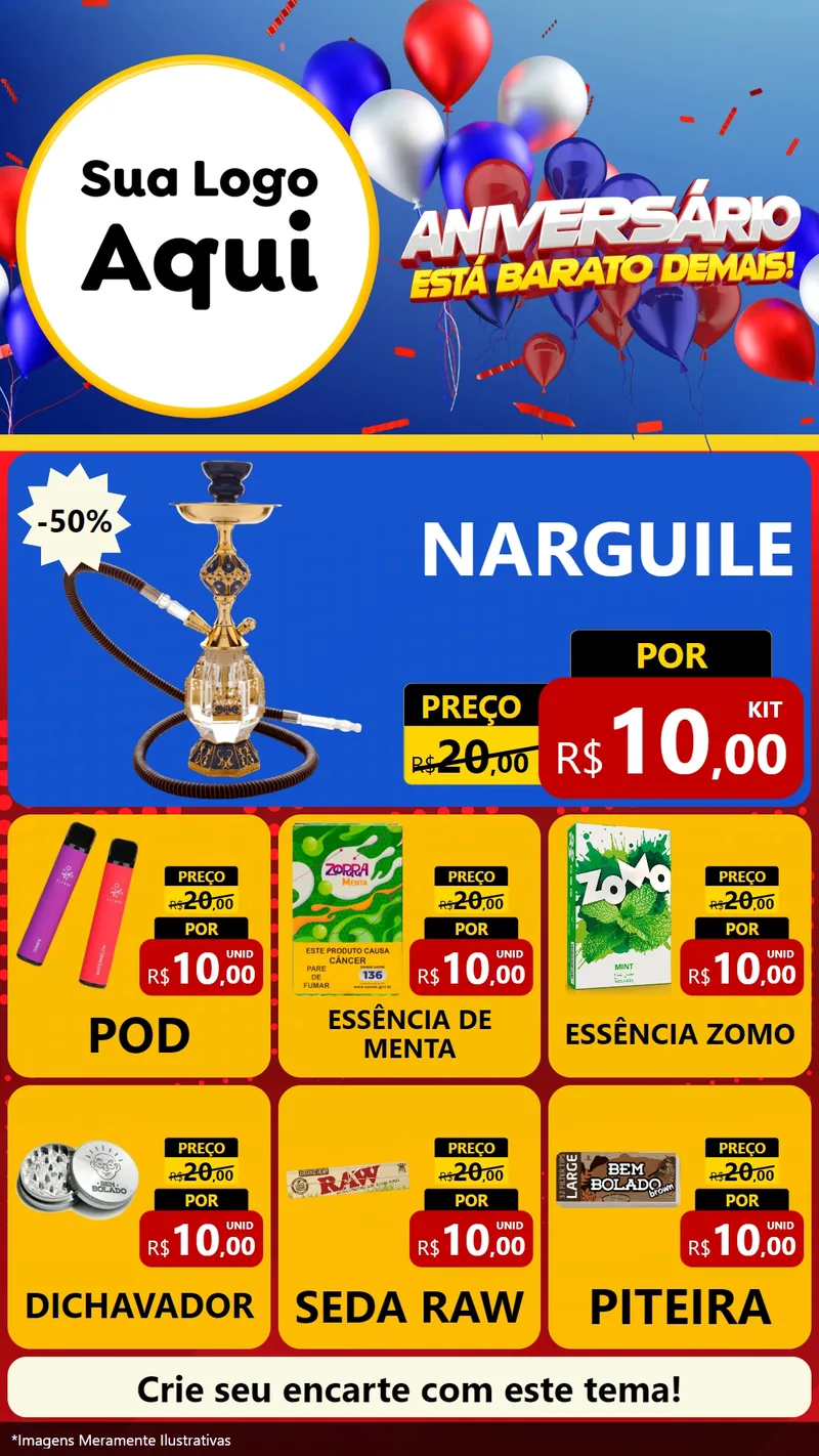 Modelo de Rede Social para Stories com o tema Aniversário para Tabacaria