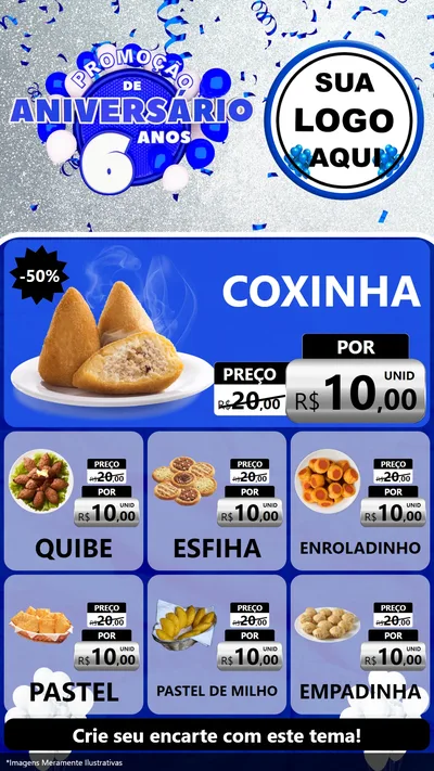 Modelo de Rede Social para Stories com o tema Promoção de Aniversário - 6 Anos para Salgadaria
