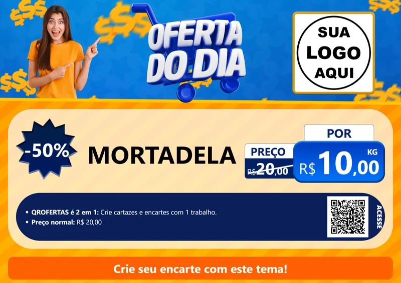 Modelo de Cartaz para Cartaz A4 Horizontal com o tema Oferta do Dia para Frios e Laticínios