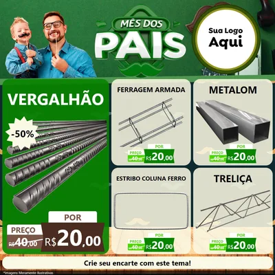Modelo de Rede Social para Feed Facebook com o tema Mês dos Pais para Ferragens