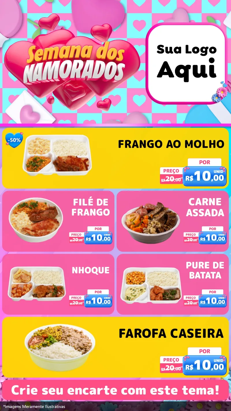 Modelo de TV para TV Vertical com o tema Semana dos Namorados para Restaurante