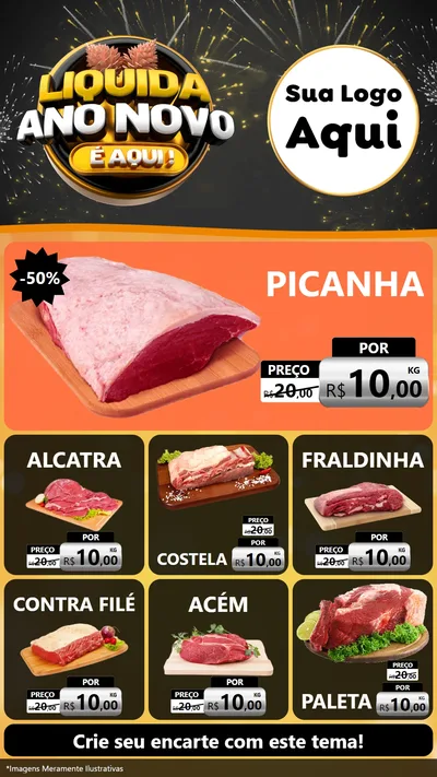 Modelo de Rede Social para Stories com o tema Liquida Ano Novo É Aqui! para Açougue