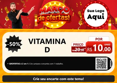 Modelo de Cartaz para Cartaz A4 Horizontal com o tema Março de Ofertas! para Farmácia