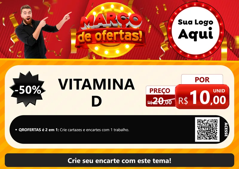 Modelo de Cartaz para Cartaz A4 Horizontal com o tema Março de Ofertas! para Farmácia