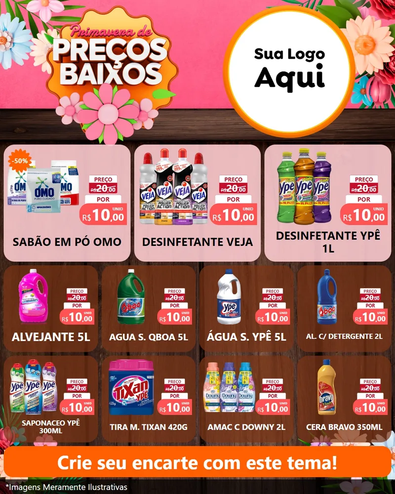 Modelo de Rede Social para Feed Instagram com o tema Primavera de Preços Baixos para Produtos de Limpeza