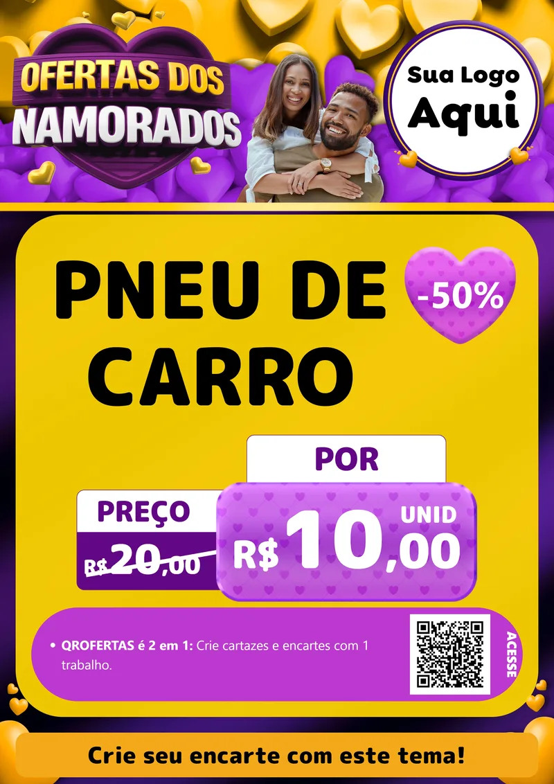 Modelo de Cartaz para Cartaz A4 Vertical com o tema Oferta Dos Namorados para Auto peças