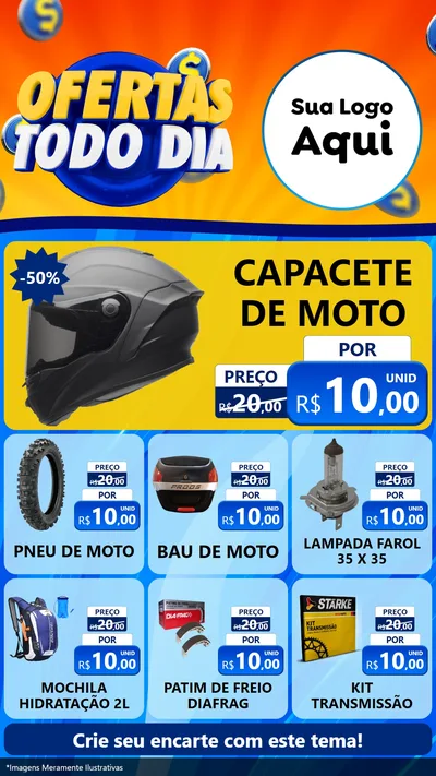 Modelo de Rede Social para Stories com o tema Ofertas Todo Dia para Moto peças