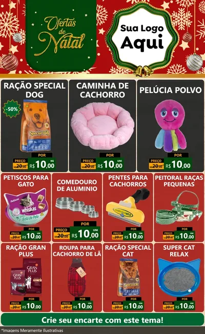 Modelo de Encarte para Encarte Grande com o tema Natal de Ofertas para Pet Shop