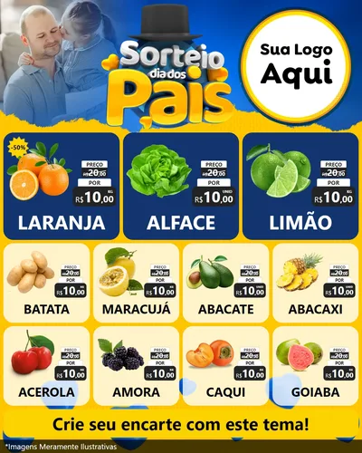 Modelo de Rede Social para Feed Instagram com o tema Sorteio Dia Dos Pais para Hortifrúti