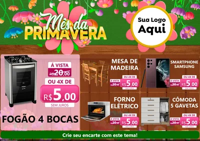 Modelo de Encarte para Encarte A4 Horizontal com o tema Mês da Primavera para Móveis e Eletro