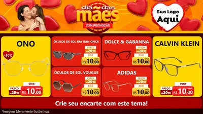Modelo de TV para TV Horizontal com o tema Dia das Mães com Promoção para Óticas