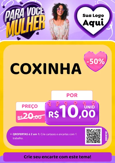 Modelo de Cartaz para Cartaz A4 Vertical com o tema Para Você, Mulher para Salgadaria