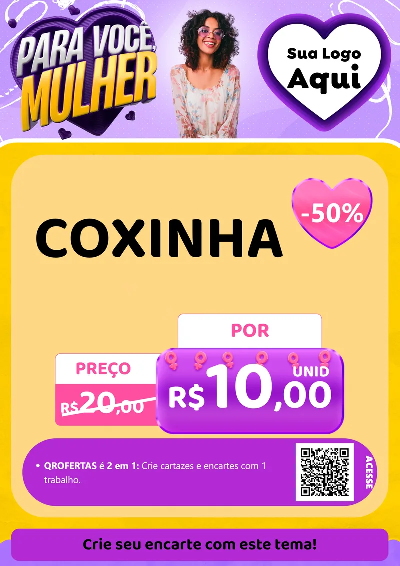 Modelo de Cartaz para Cartaz A4 Vertical com o tema Para Você, Mulher para Salgadaria