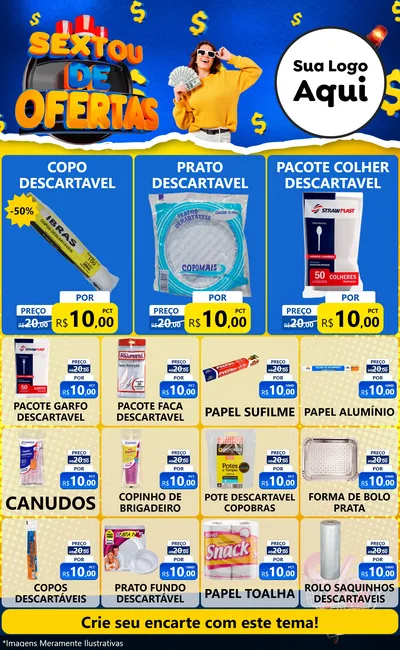 Modelo de Encarte para Encarte Grande com o tema Sextou de Ofertas para Embalagens