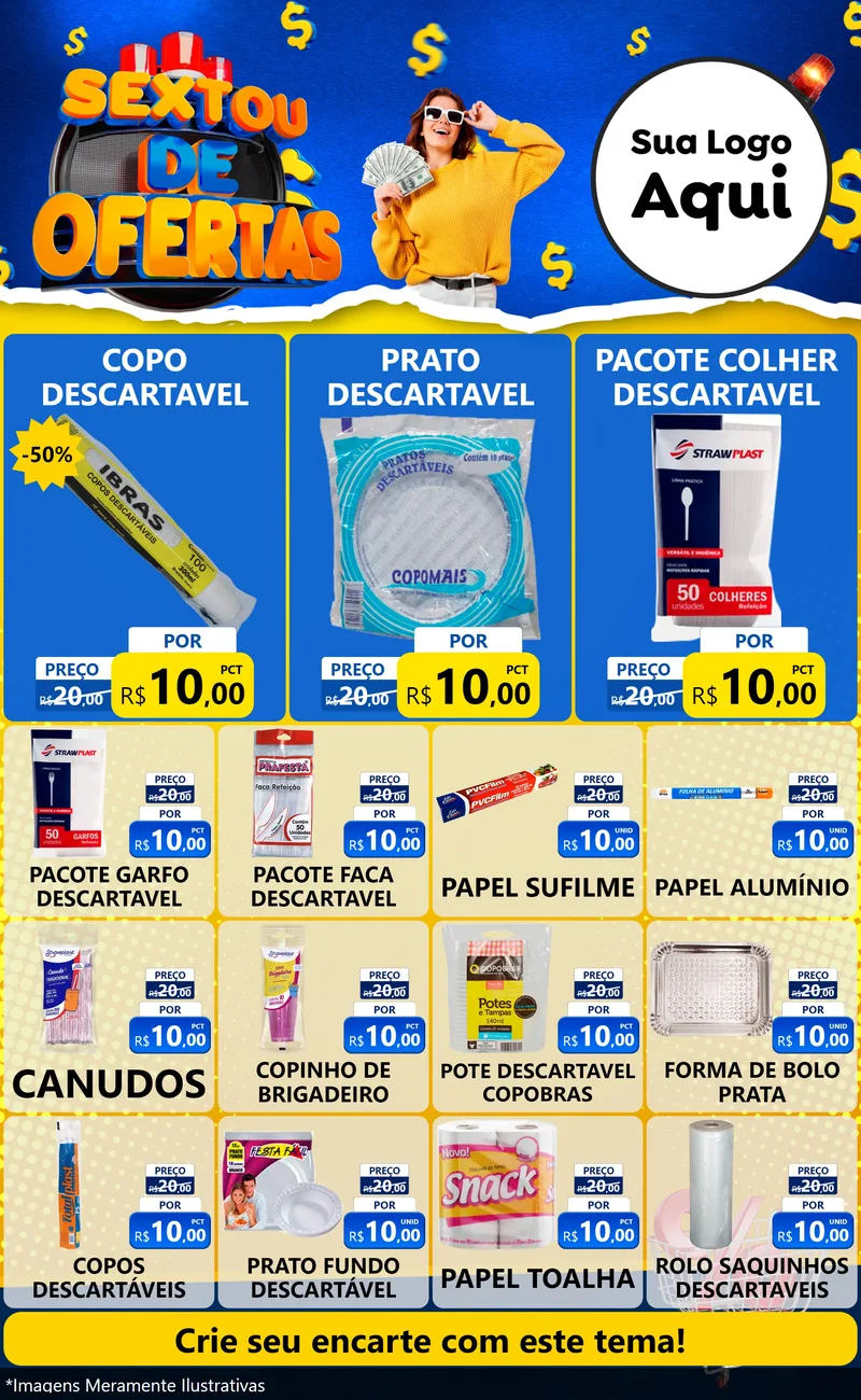 Modelo de Encarte para Encarte Grande com o tema Sextou de Ofertas para Embalagens